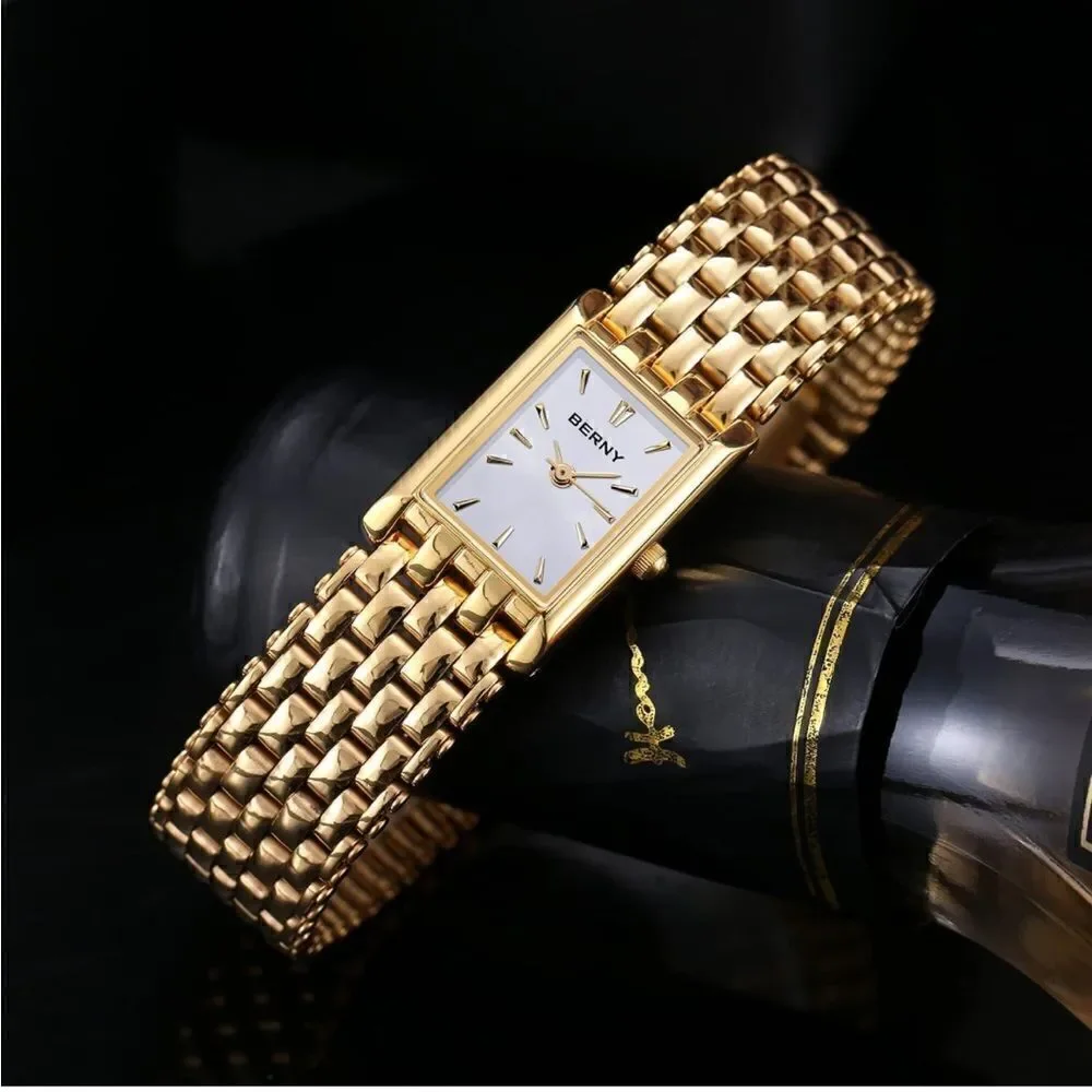 Classic Square Gold Wristwatch for Women